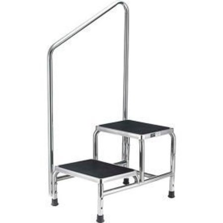 GLOBAL EQUIPMENT Chrome Two-Step Foot Stool With Handrail 436961HR